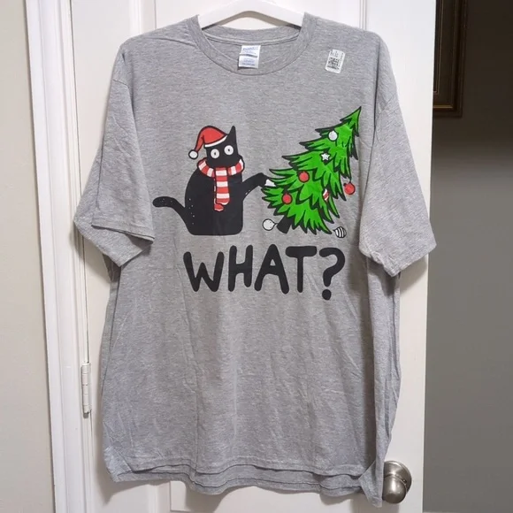 Funny Christmas Cat Shirt 2XL Unisex - Picture 1 of 3